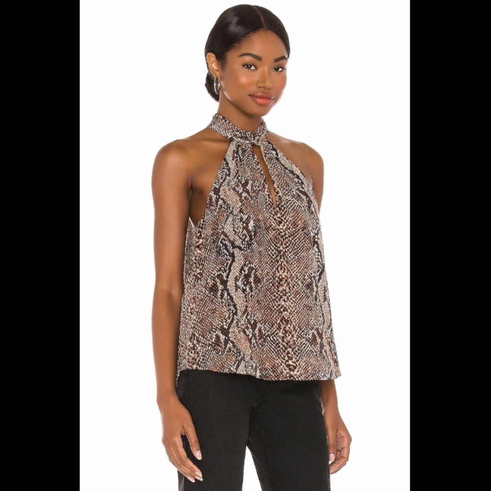 Joie Brown Snake-Print Halter Blouse